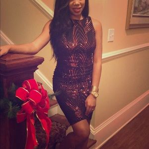 Black Dress with Red/copper sequins